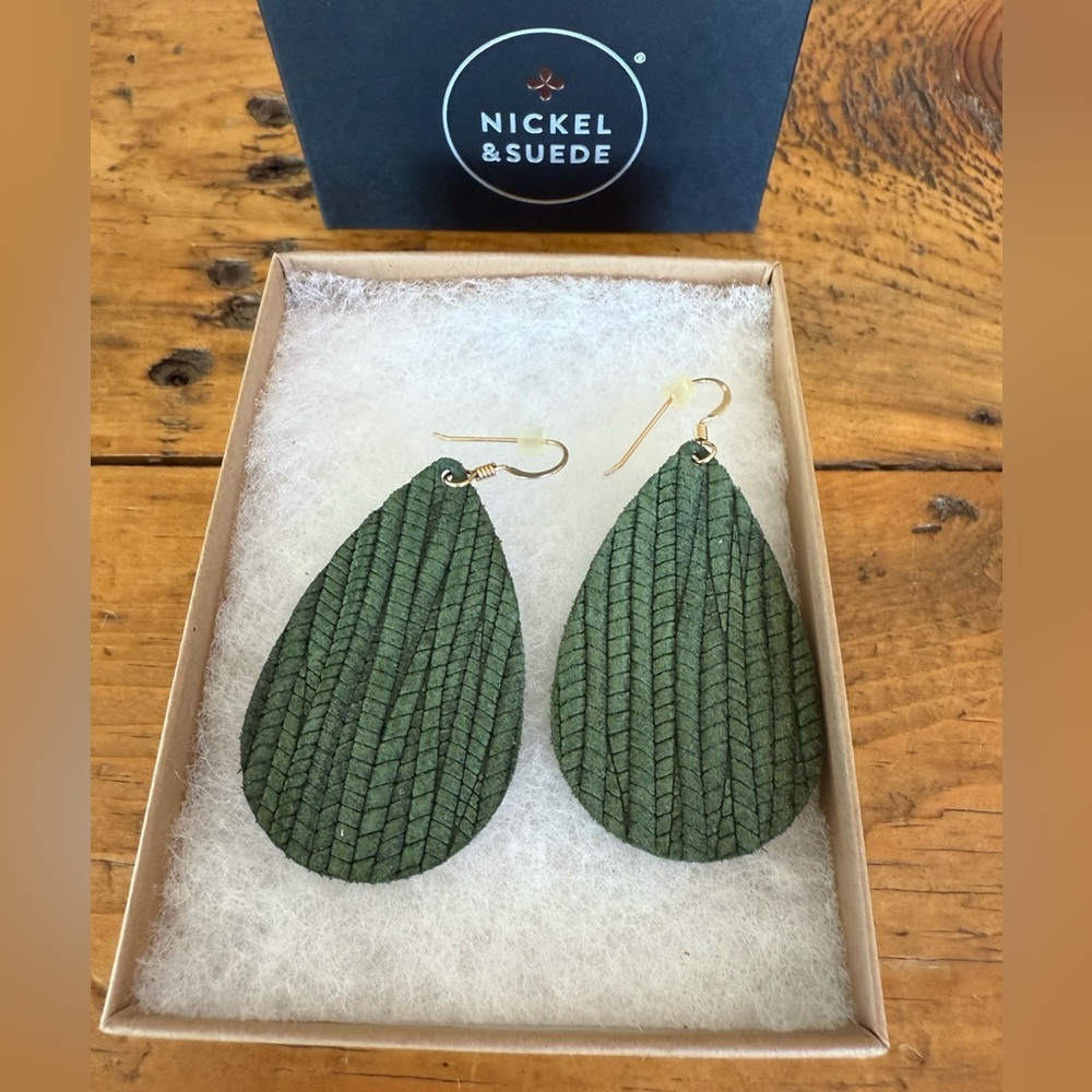 Nickel & Suede Teardrop Earrings